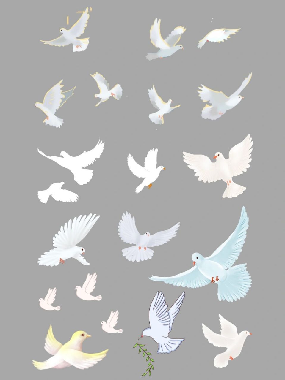 素材|和平鸽手绘卡通剪纸免抠png|世界和平 92 和平鸽是和平,友谊