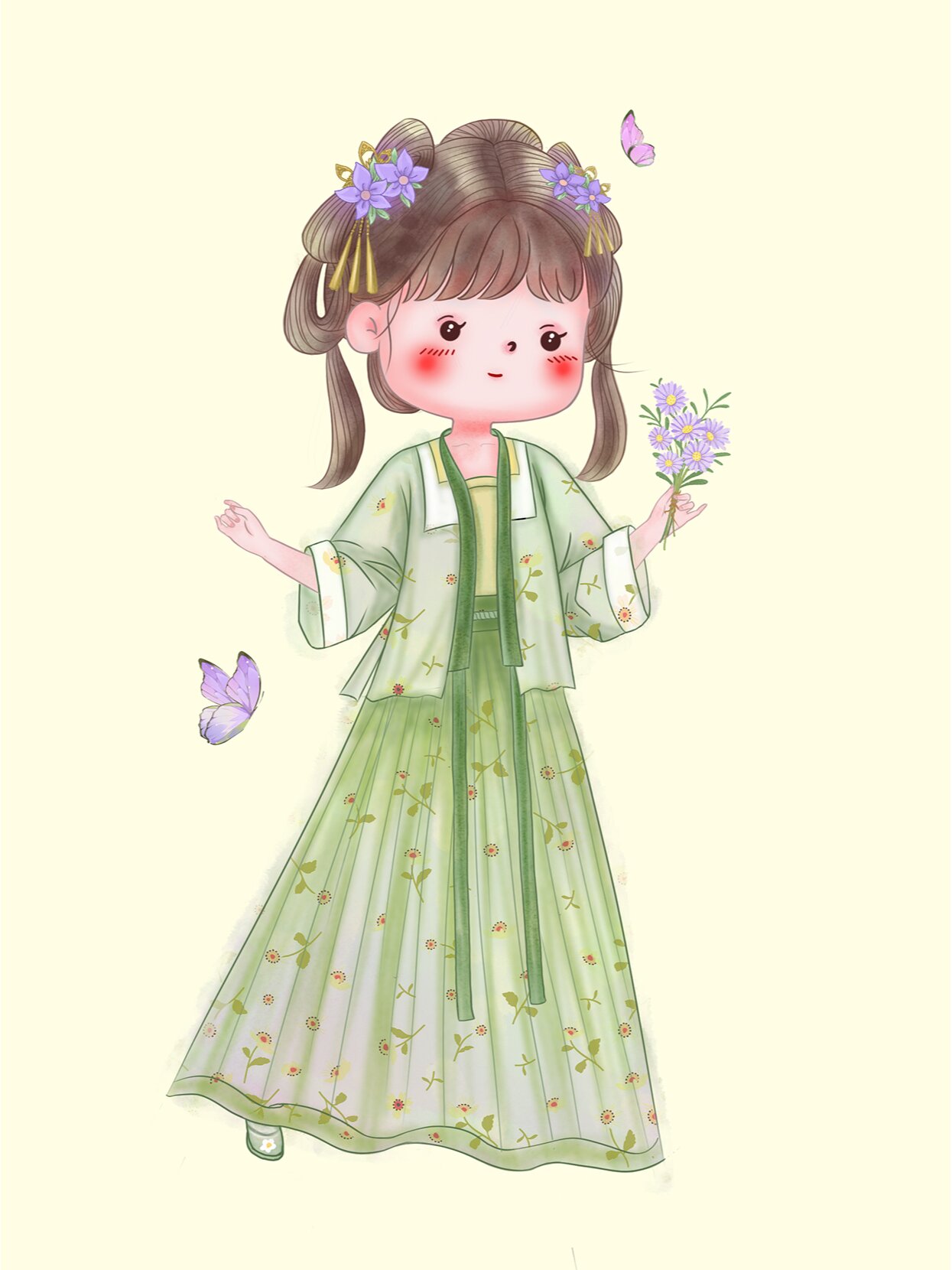 每日一画画|q版卡通古风人物全身像练习稿