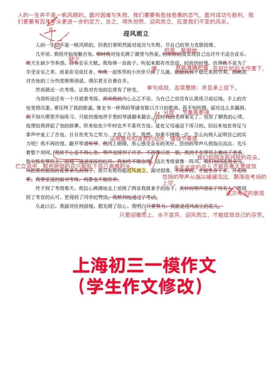 初三一模作文:迎风而立 初三一模·浦东区 "风"有和煦的微风,也有凛冽