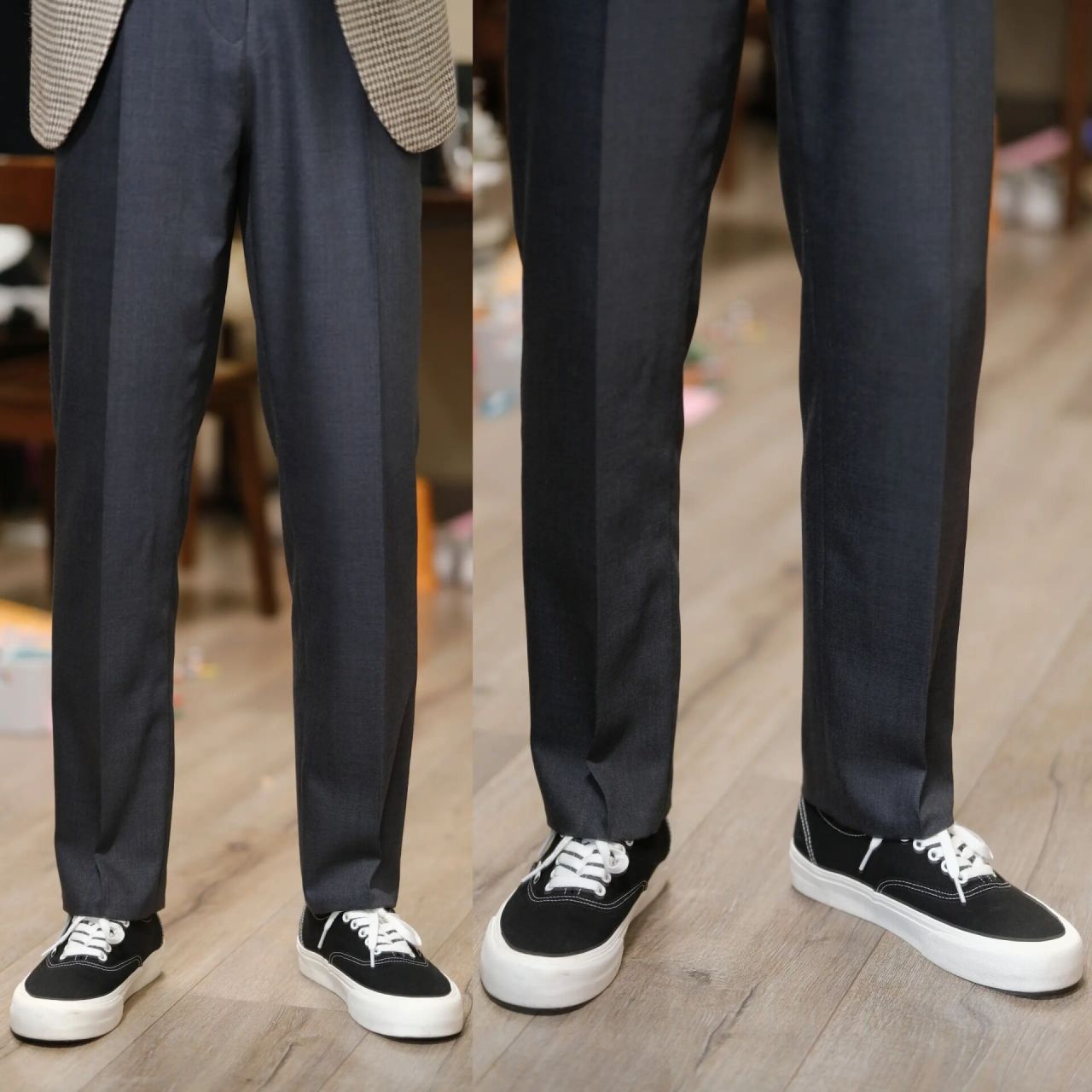 最搭配西裤的休闲运动鞋 vans经典款,鞋帮类似于皮鞋,低且紧贴脚面,让