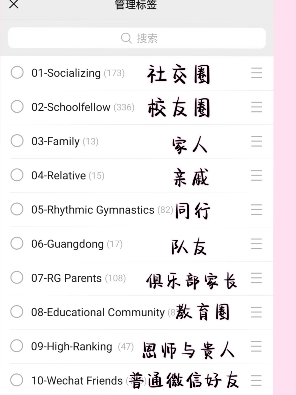 微信管理  标签分组&备注 第二次整理微信通讯录,在手机上操作的,弄了
