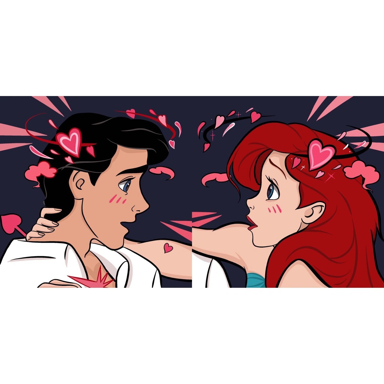 迪士尼版情头 最近这种画风挺火的 咱得跟上脚步 有喜欢爱丽儿公主的