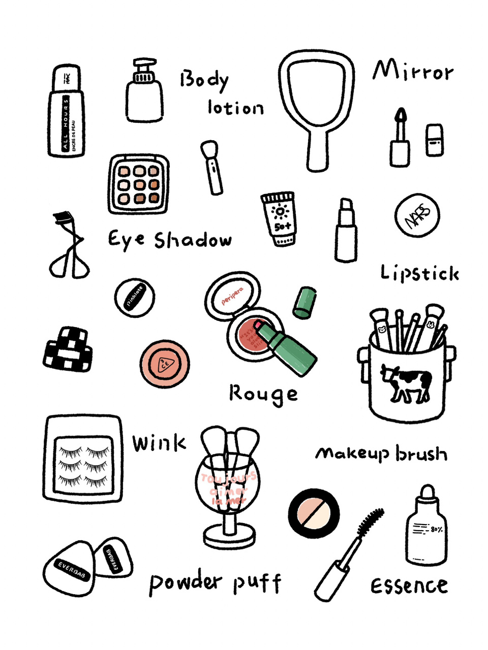 no.26简笔画|手帐素材|化妆品主题96 99一些可爱