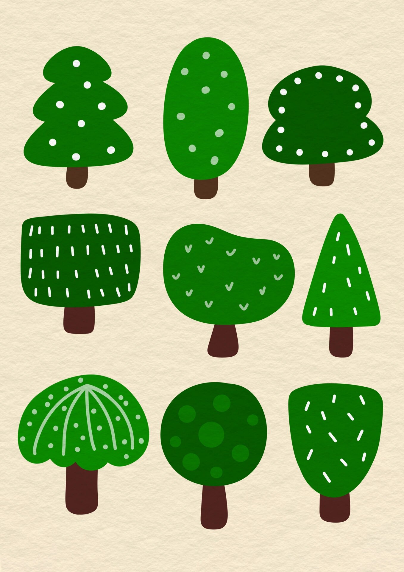 速速收藏❗树插画丨树图案丨简笔画🌲