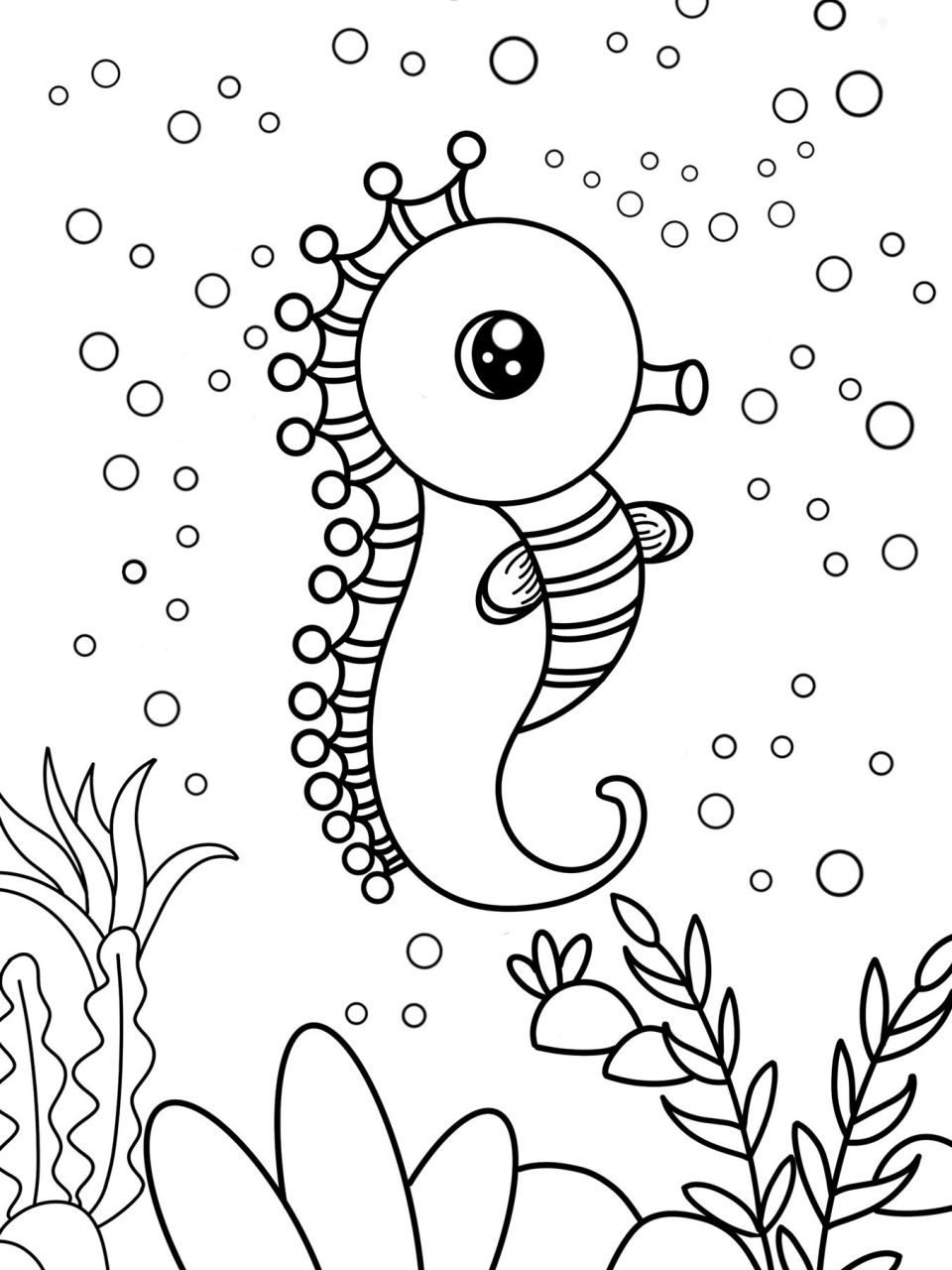 海马体 海底世界 创意儿童画简笔画9615线稿 #创意美术儿童画