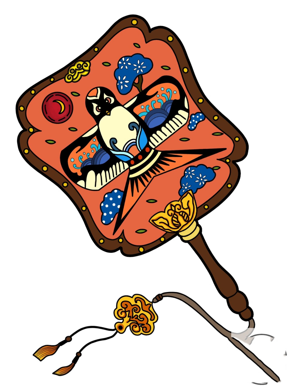 古风素材——团扇系列(上色版) #创意美术# #线稿# #打印# #素材分享