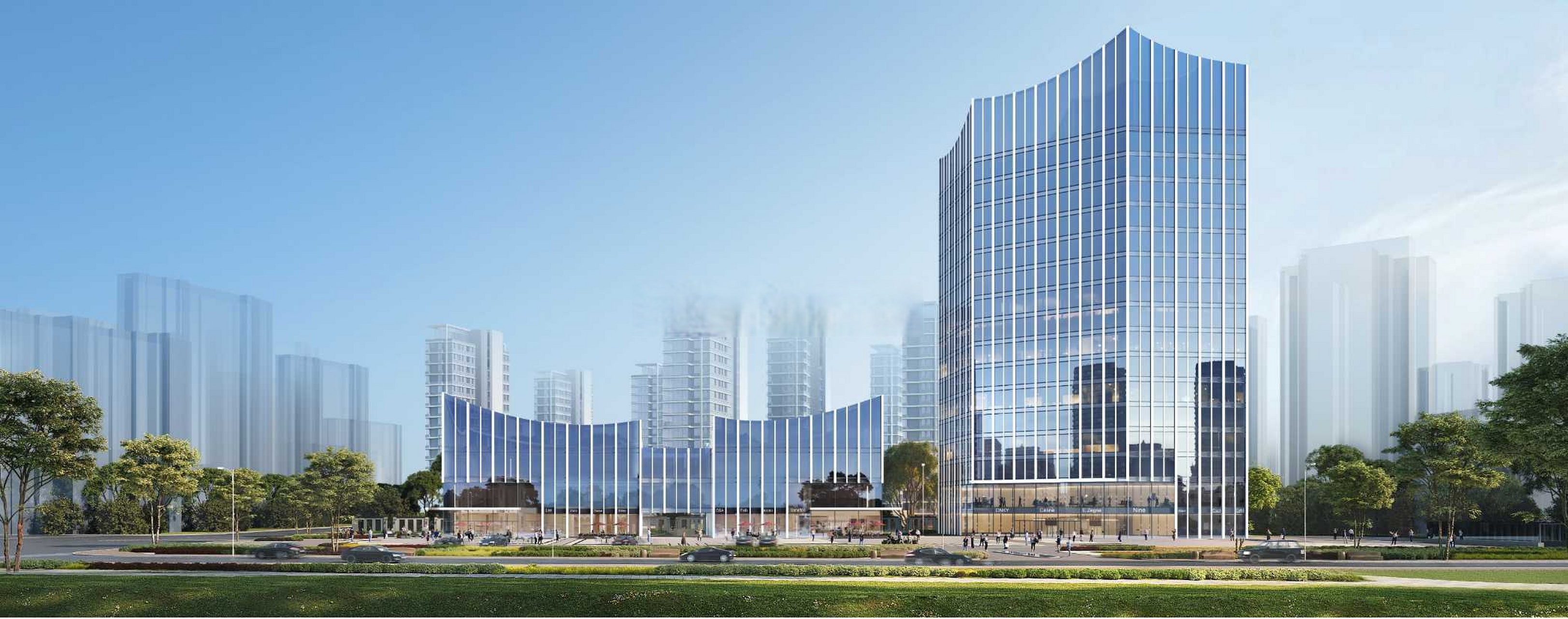 肥西县上派名邦上河印效果图,项目共规划7栋住宅楼,1栋写字楼和部分