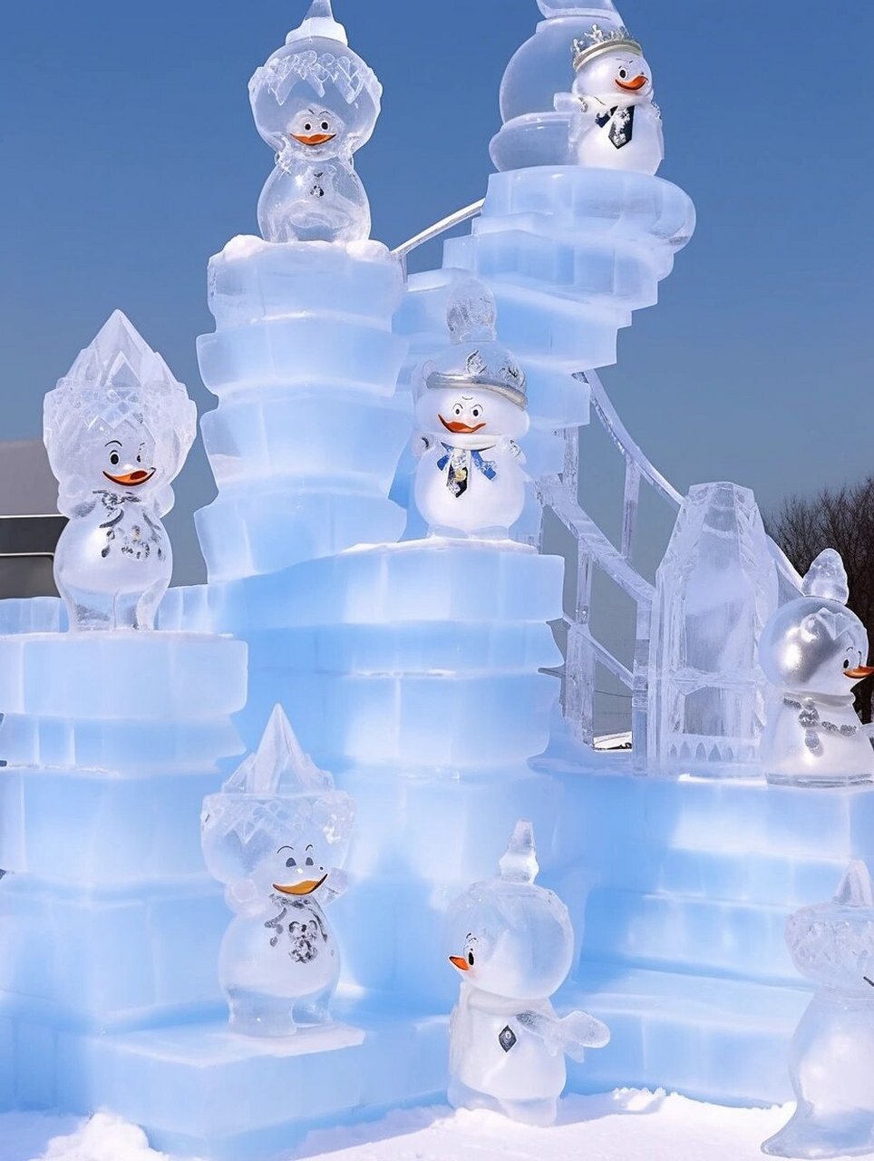 华灯初上,月色琉璃!哈尔滨的冰雕特写与夜景