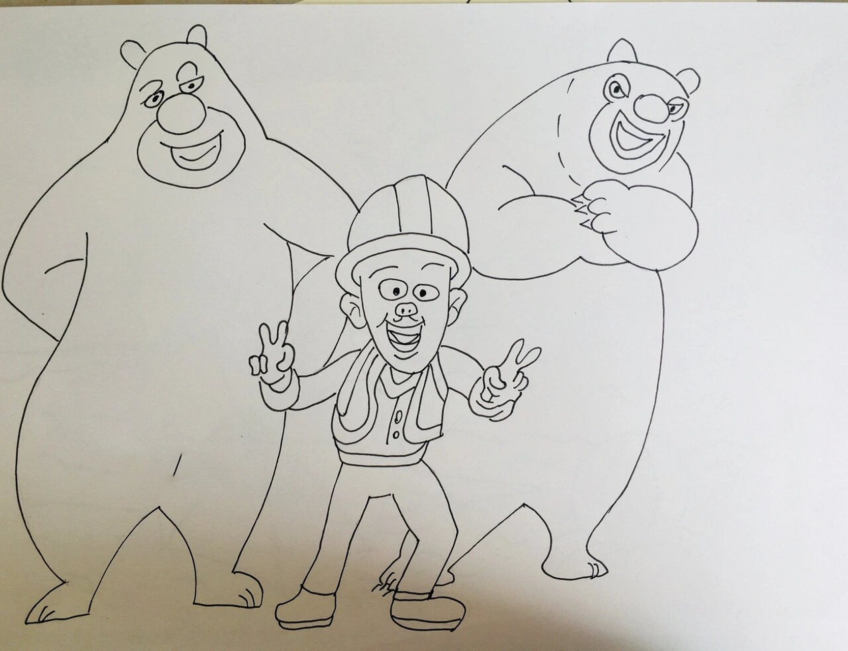 儿童简笔画-47.熊出没 熊大熊二,光头强哦!每天坚持打卡,加油!