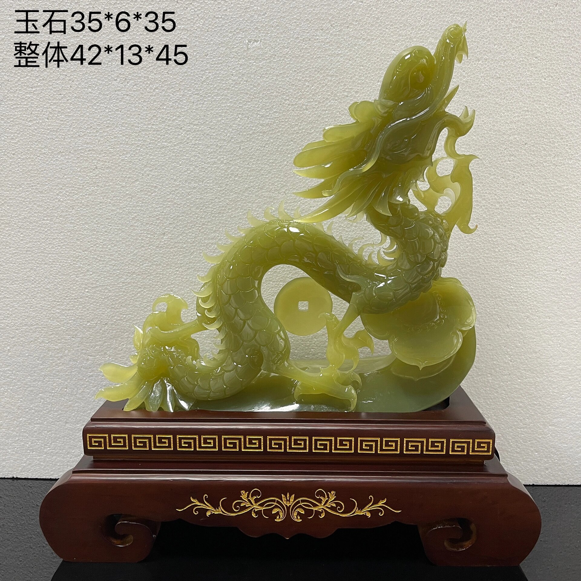 天然玉石手工雕刻龙,家居摆件生意兴隆