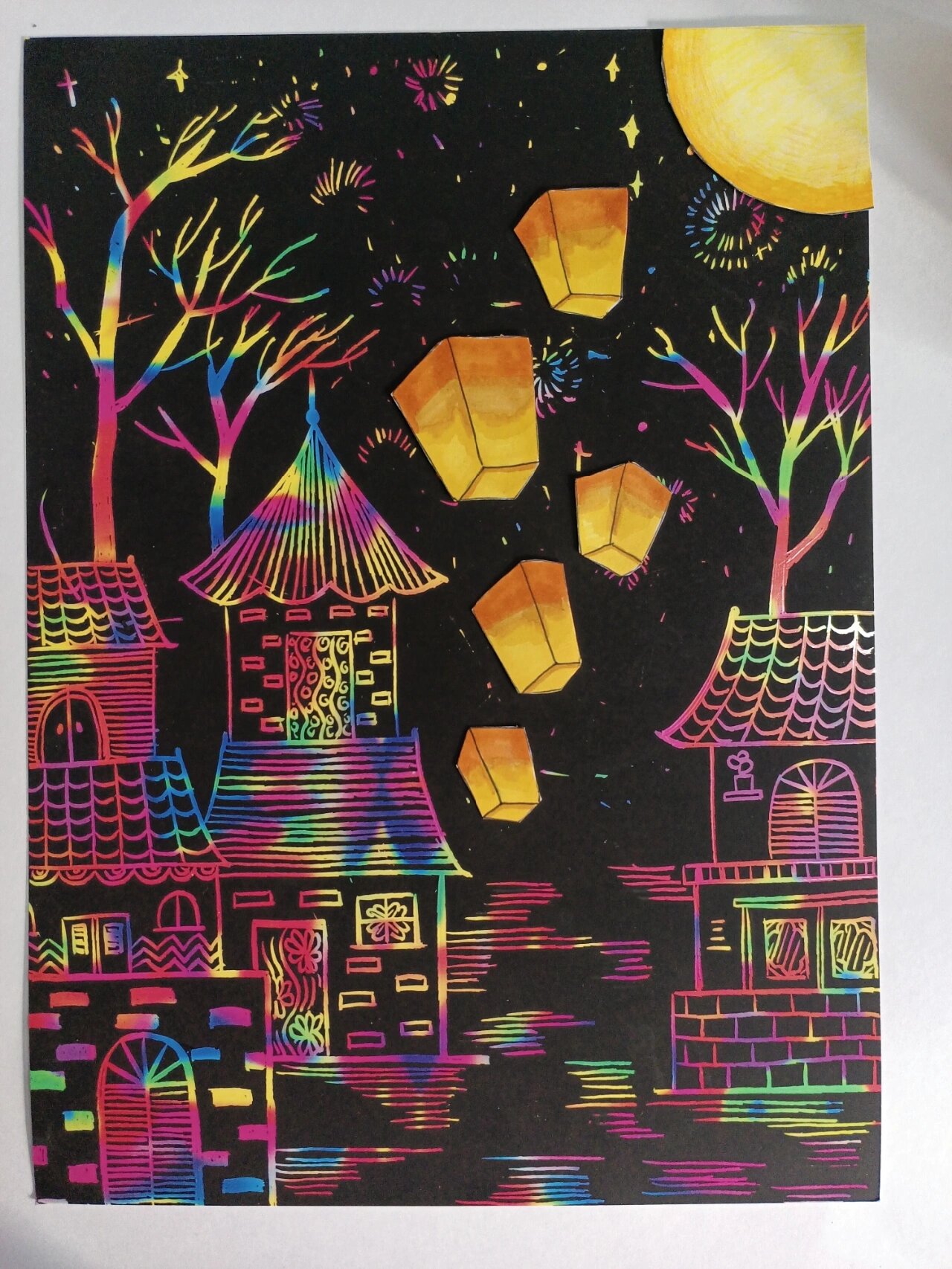 中秋节主题刮画