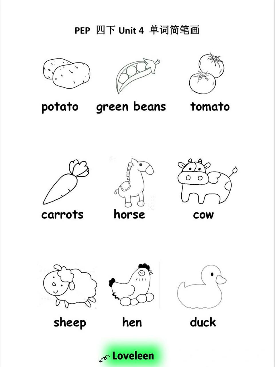 4 (单词) 最近越来越觉得作为一名英语老师应该会一些简单的简笔画