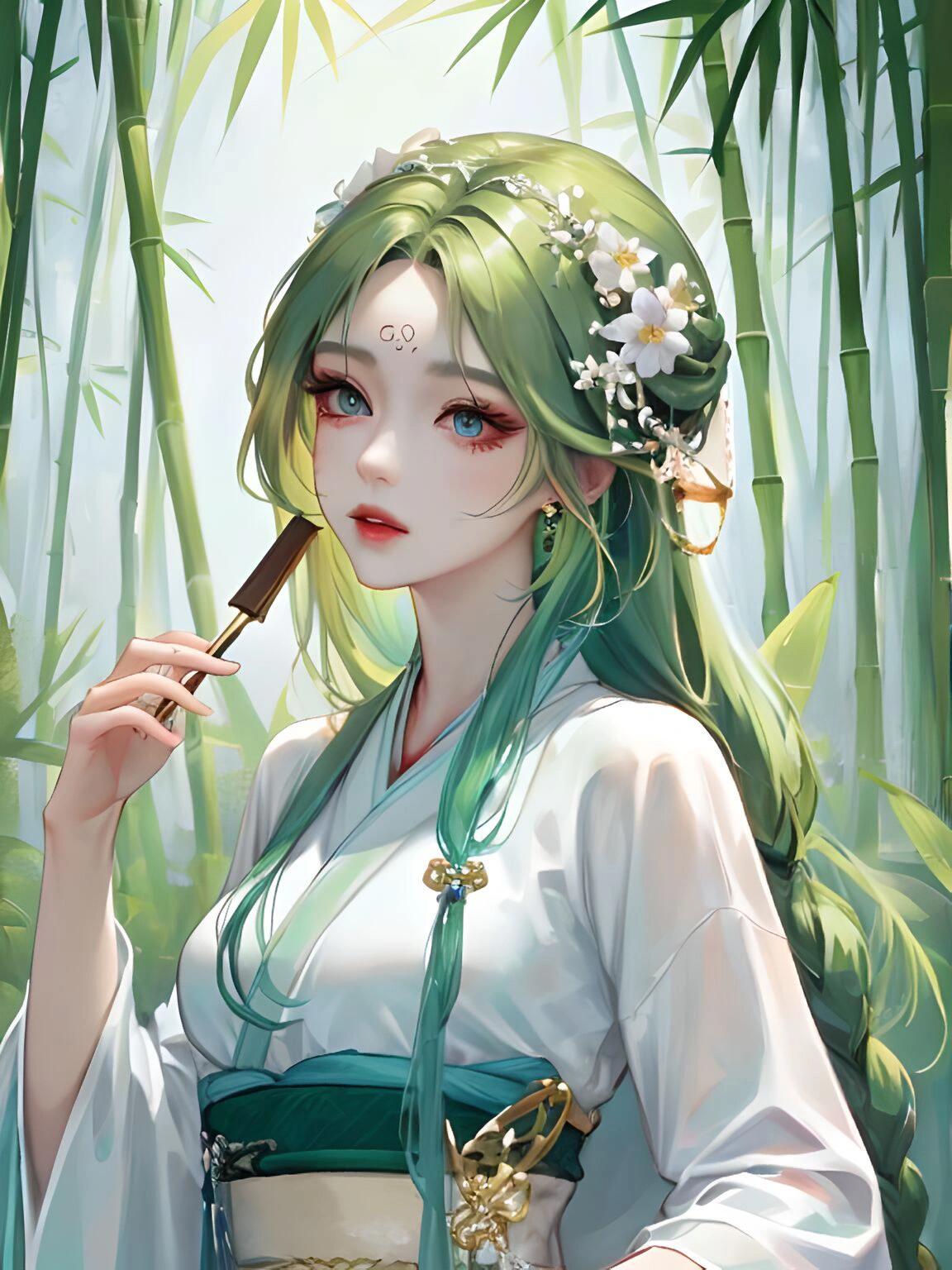 古风少女|绿色系女生头像