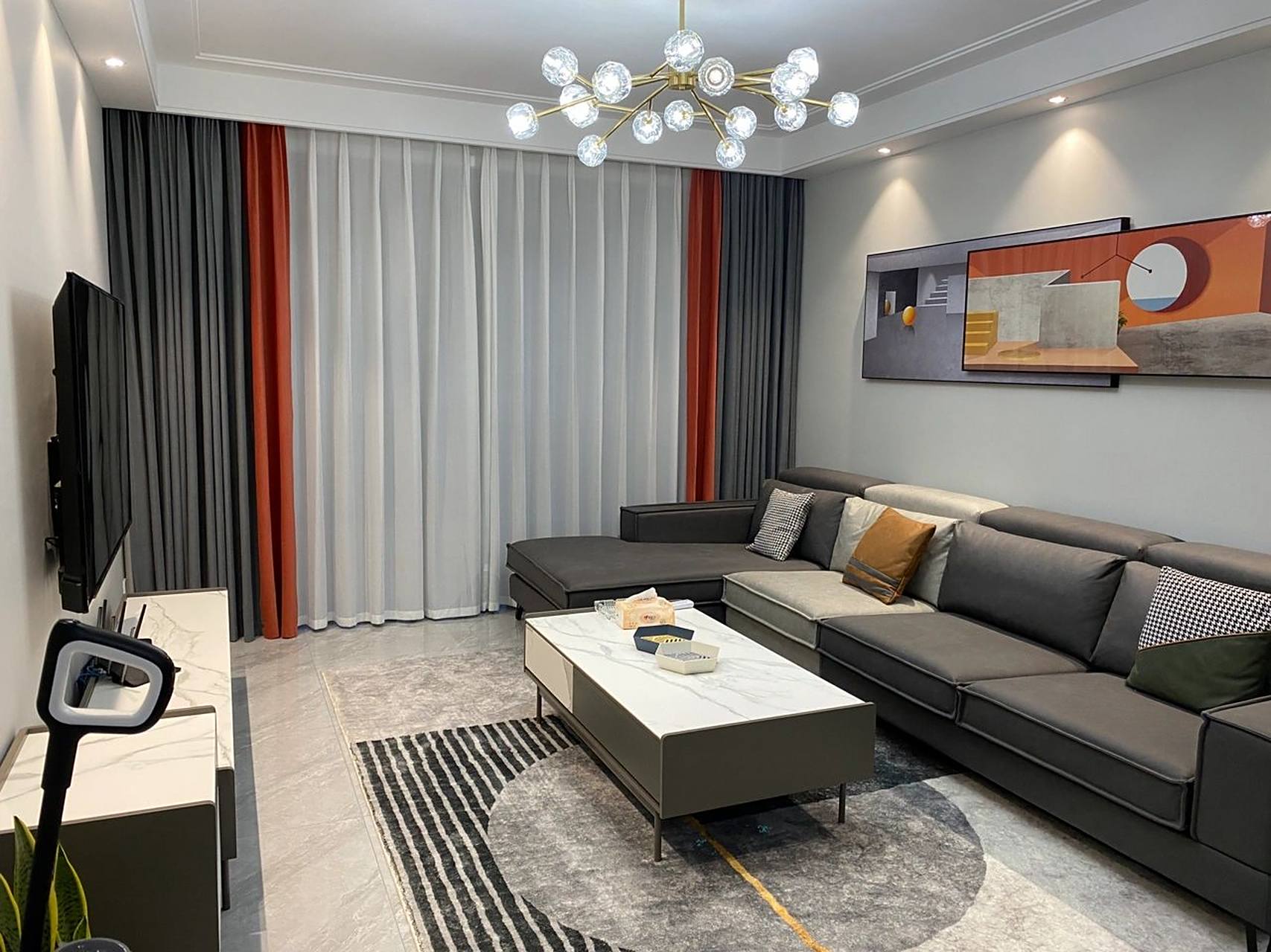 灰橙拼色│最爱的窗帘配色搭配,没有之一 真的一直都不太喜欢很复杂的