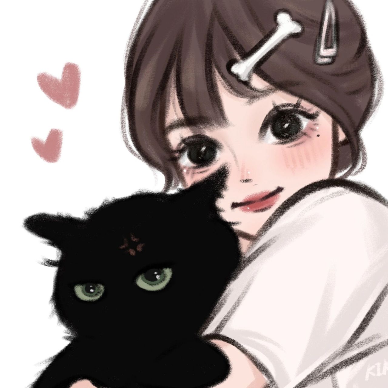 may风情侣头像|美女与黑猫 终于我也画这张黑猫啦!