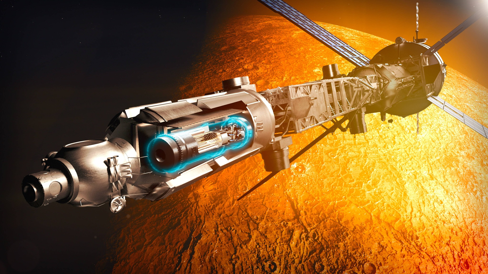 英国罗尔斯·罗伊斯公司的核电太空飞船概念,利用该公司的"微型反应堆