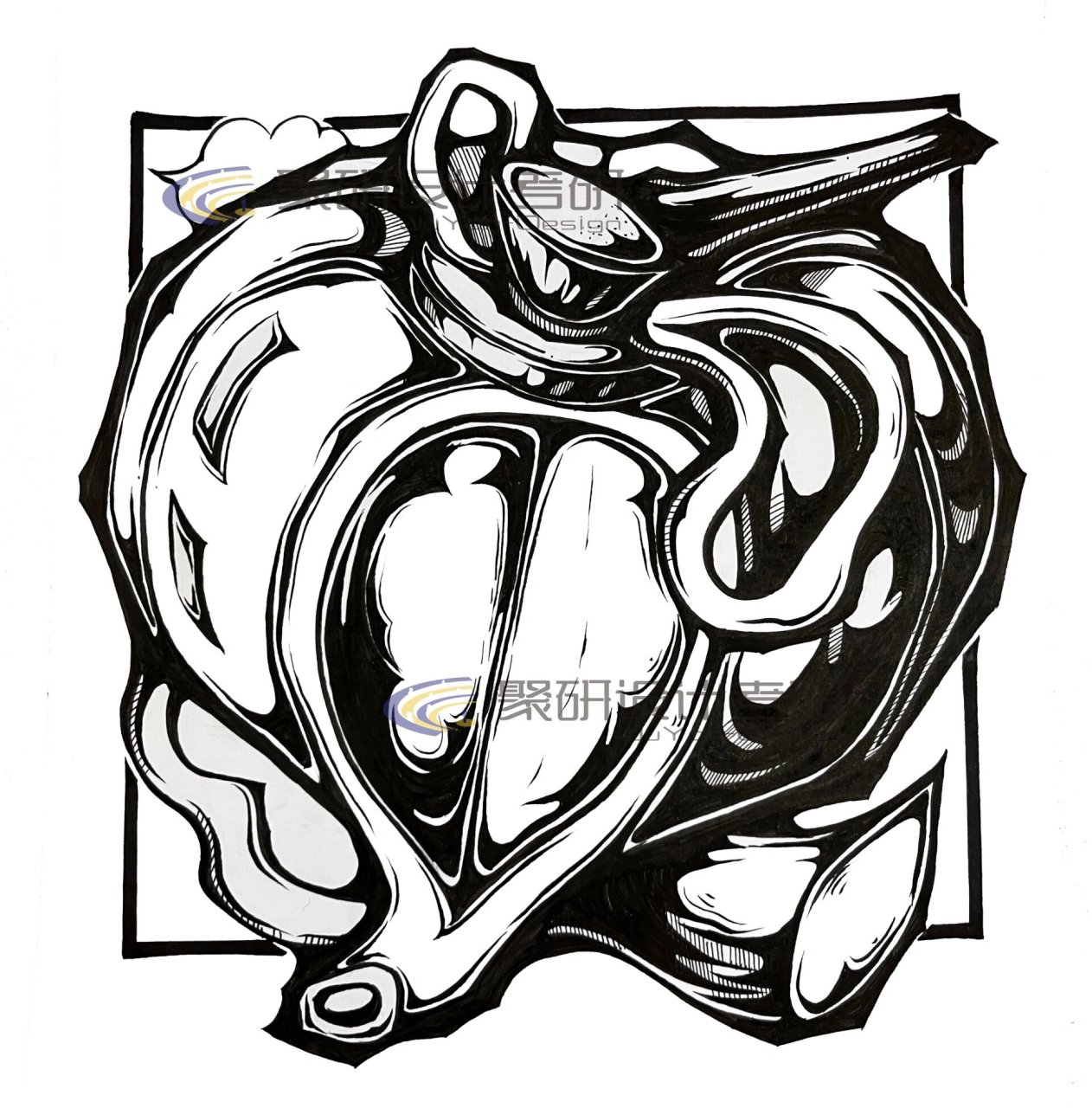 图形创意|以"大蒜00"为元素进行创意 作品来自于齐鲁工业大学设计