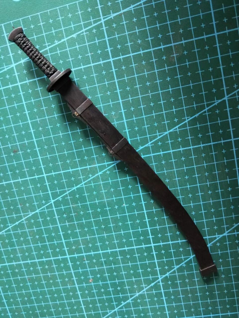 微型雁翎刀 装具黄铜发黑做旧处理,440c回火刀刃#冷兵器# #手工制作