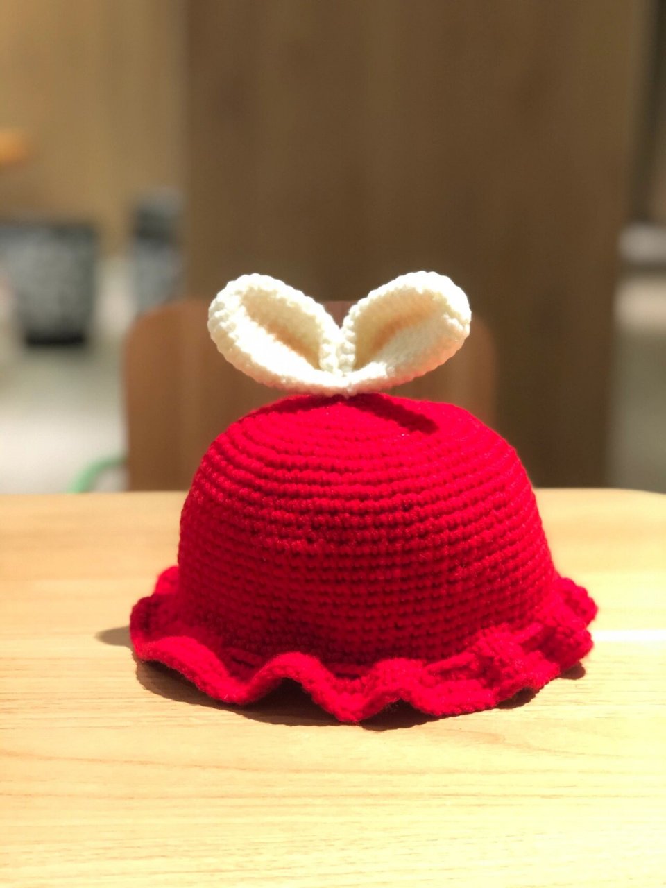 钩织宝宝帽子 给女鹅钩的兔耳朵宝宝帽子 被家人夸 买都难买到那么