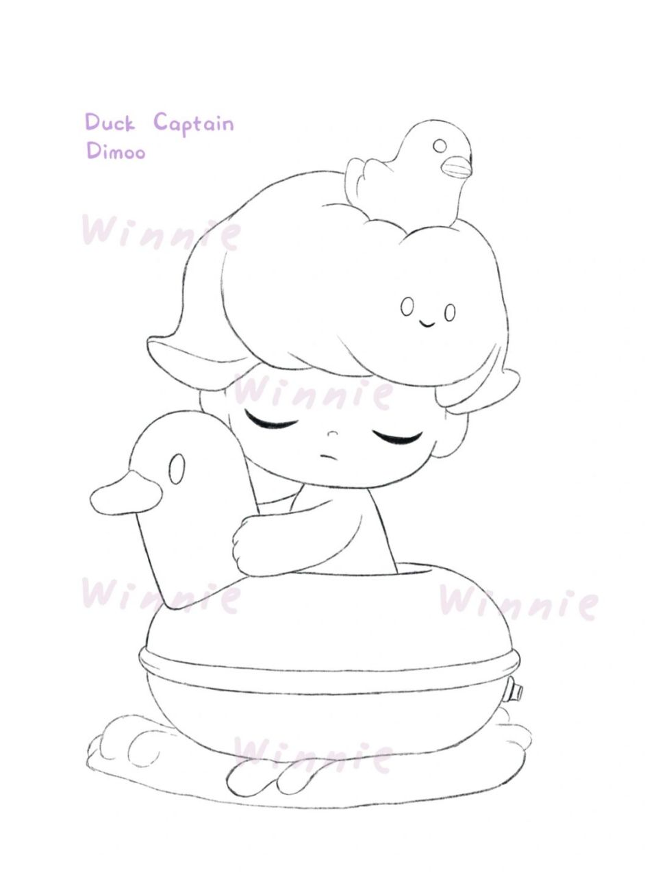 【手绘彩铅盲盒】dimoo宠物度假鸭鸭附线稿 冲1000粉呀!