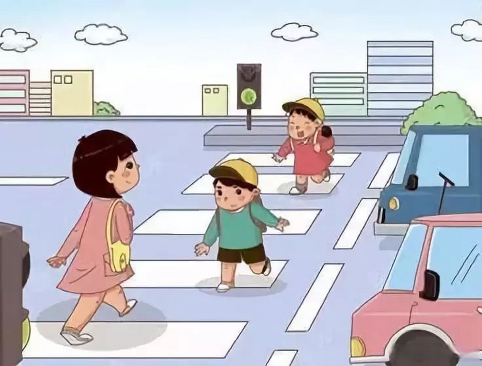 【暑期交通安全常识】行走安全常识:指挥灯信号绿灯亮时,准许行人通行