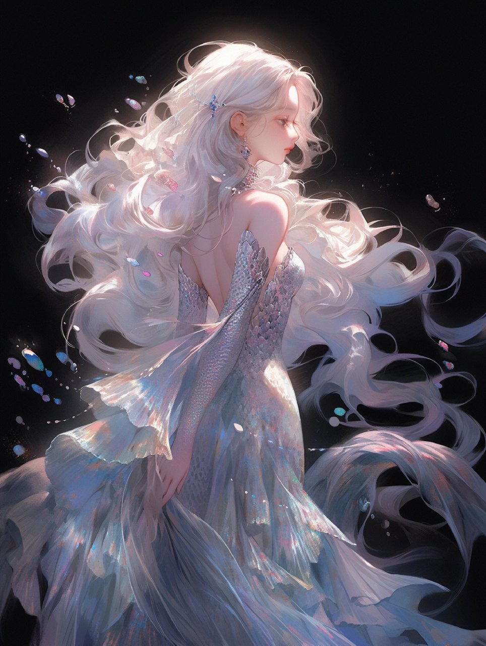 高级感美人鱼系列③人鱼公主7图头像壁纸 蓝色系高级空灵感第三弹