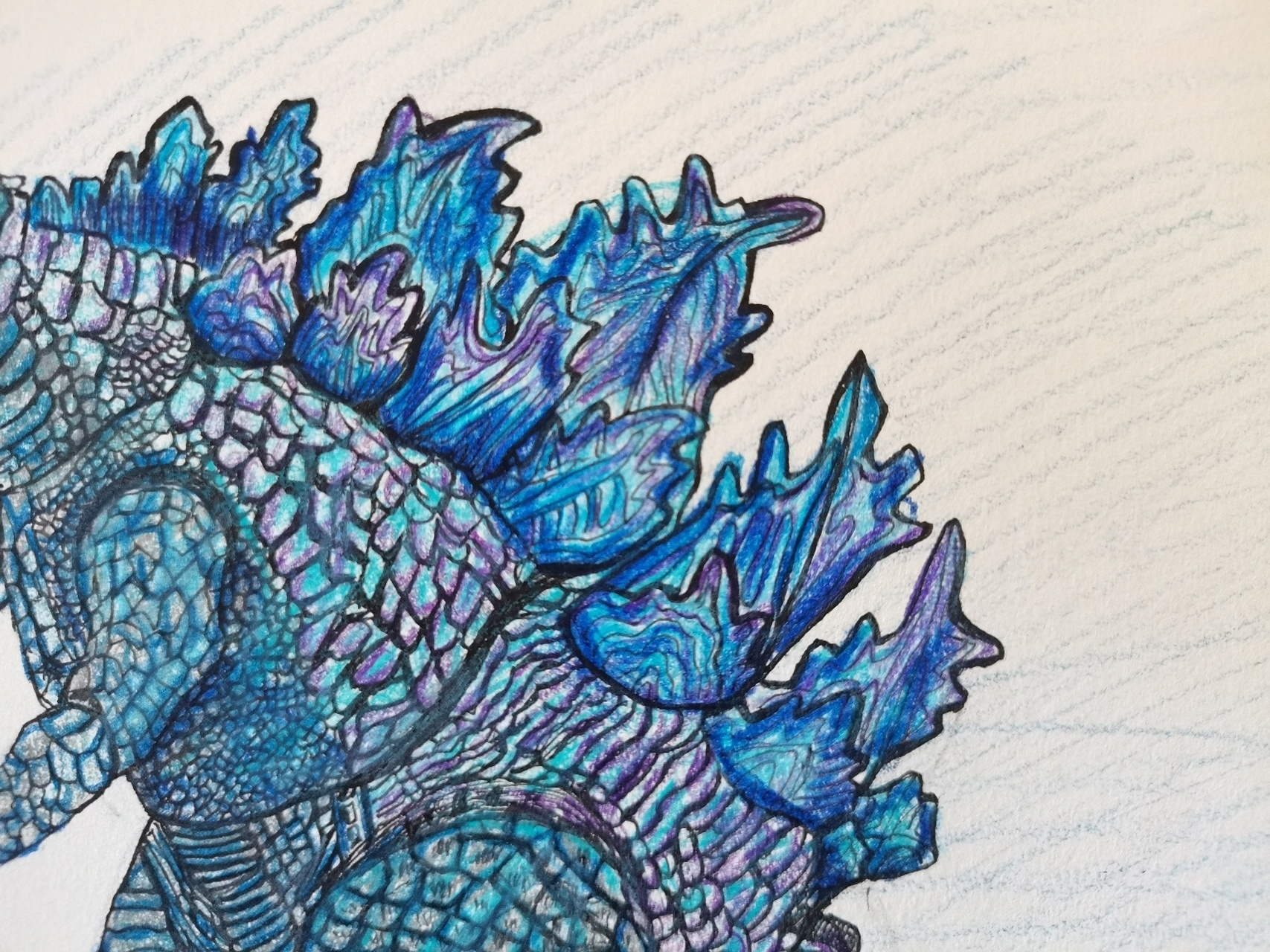 手绘哥斯拉 应大侄要求 给他画了一个哥斯拉 忘记拍过程了 其实拍个