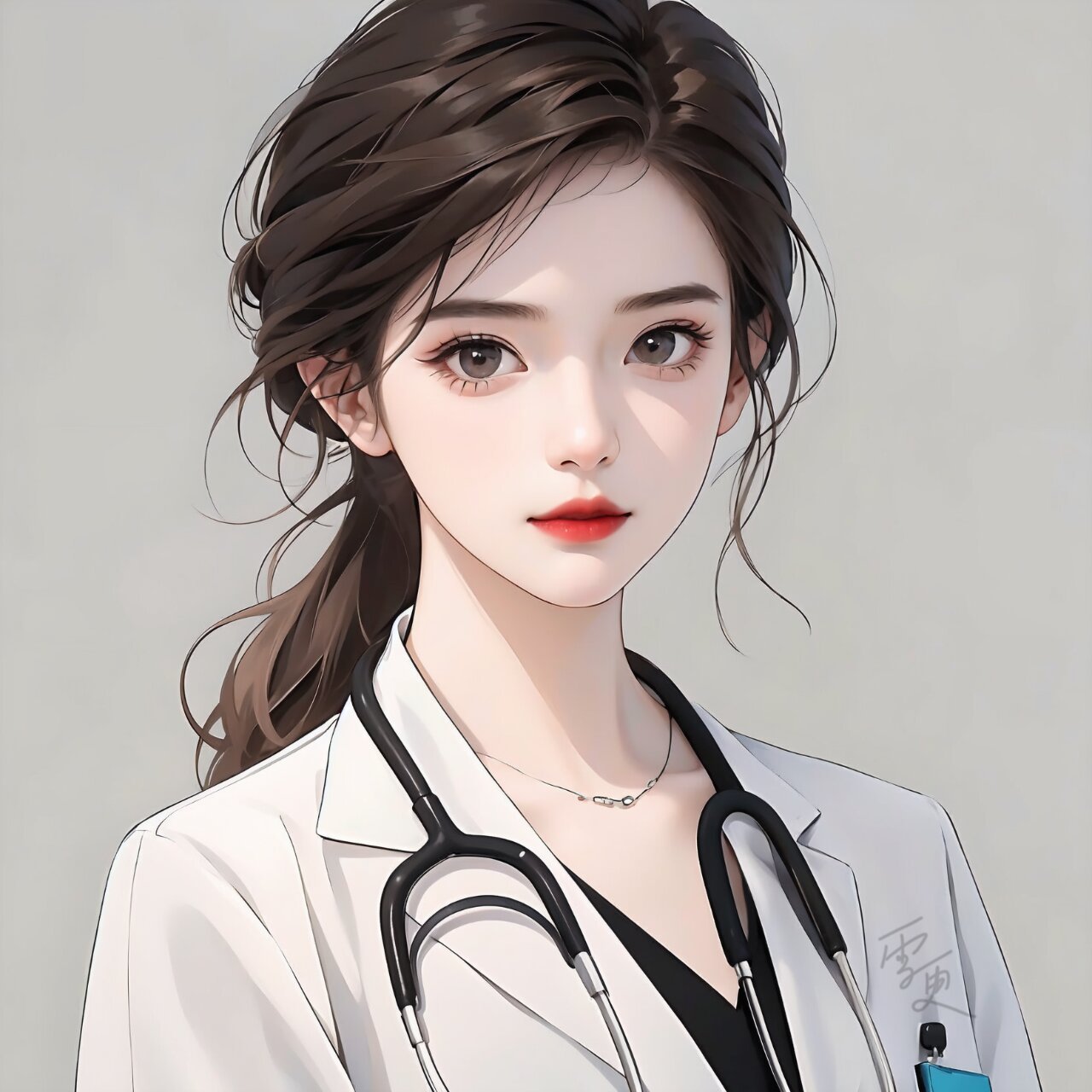 职业头像|长发气质白大褂女医生