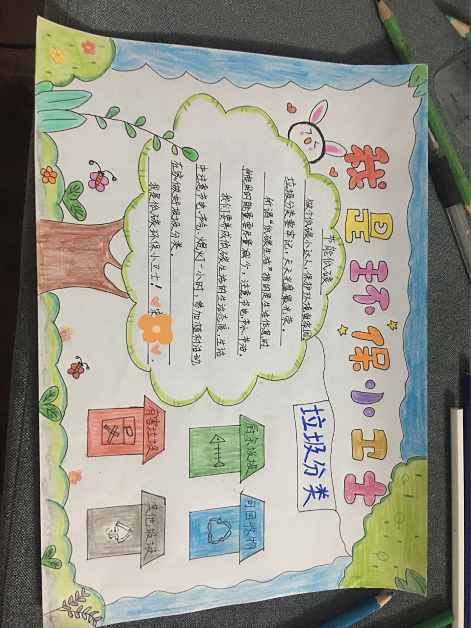 低碳环保 低碳环保手抄报 主题是环保小卫士 低碳环保 垃圾分类 自己