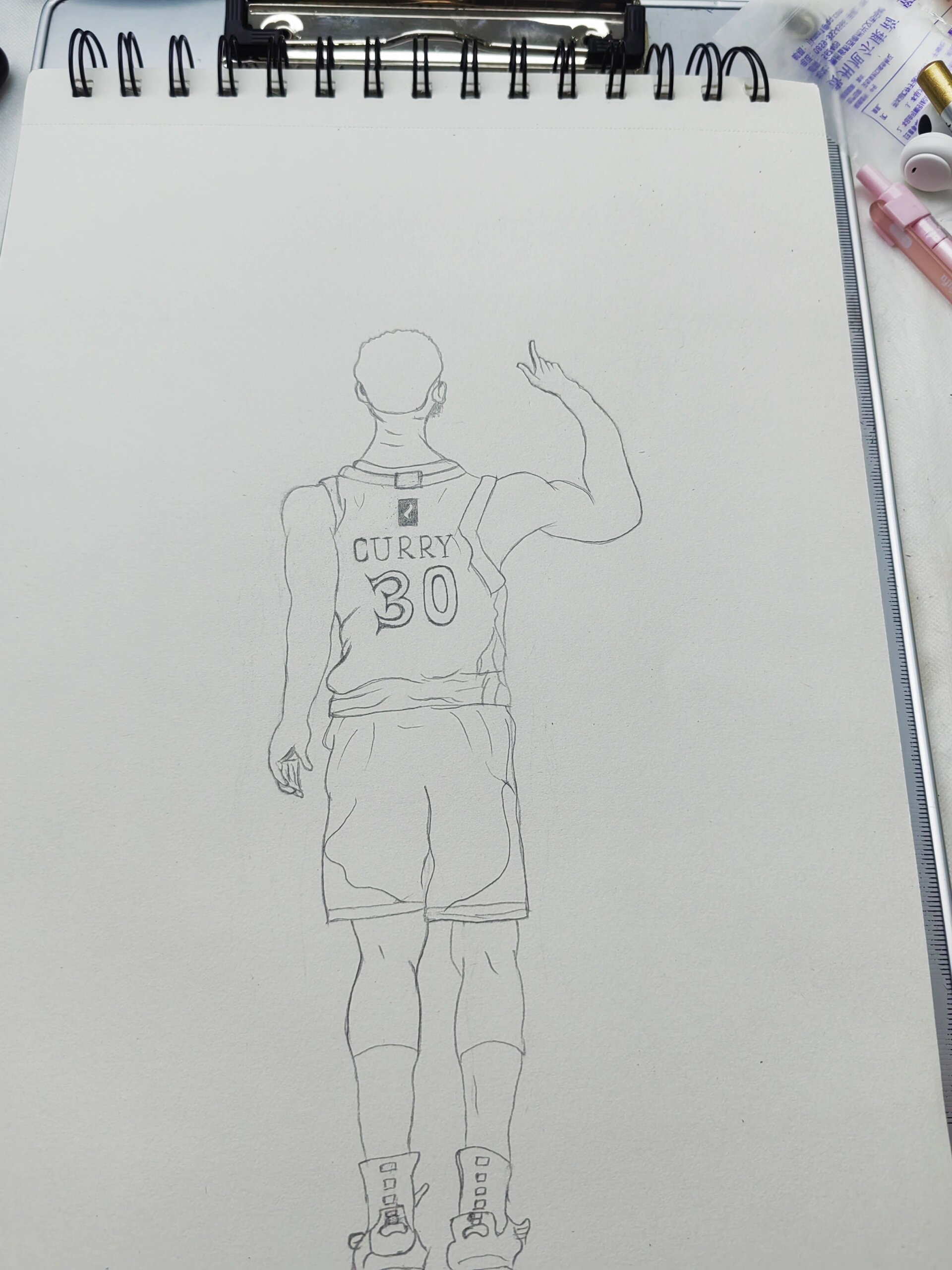 库里背影简笔画