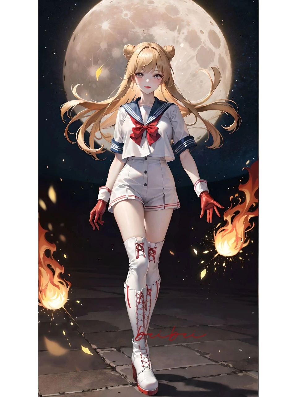 壁纸·美少女战士 美少女战士变身啦,代表月亮消灭你