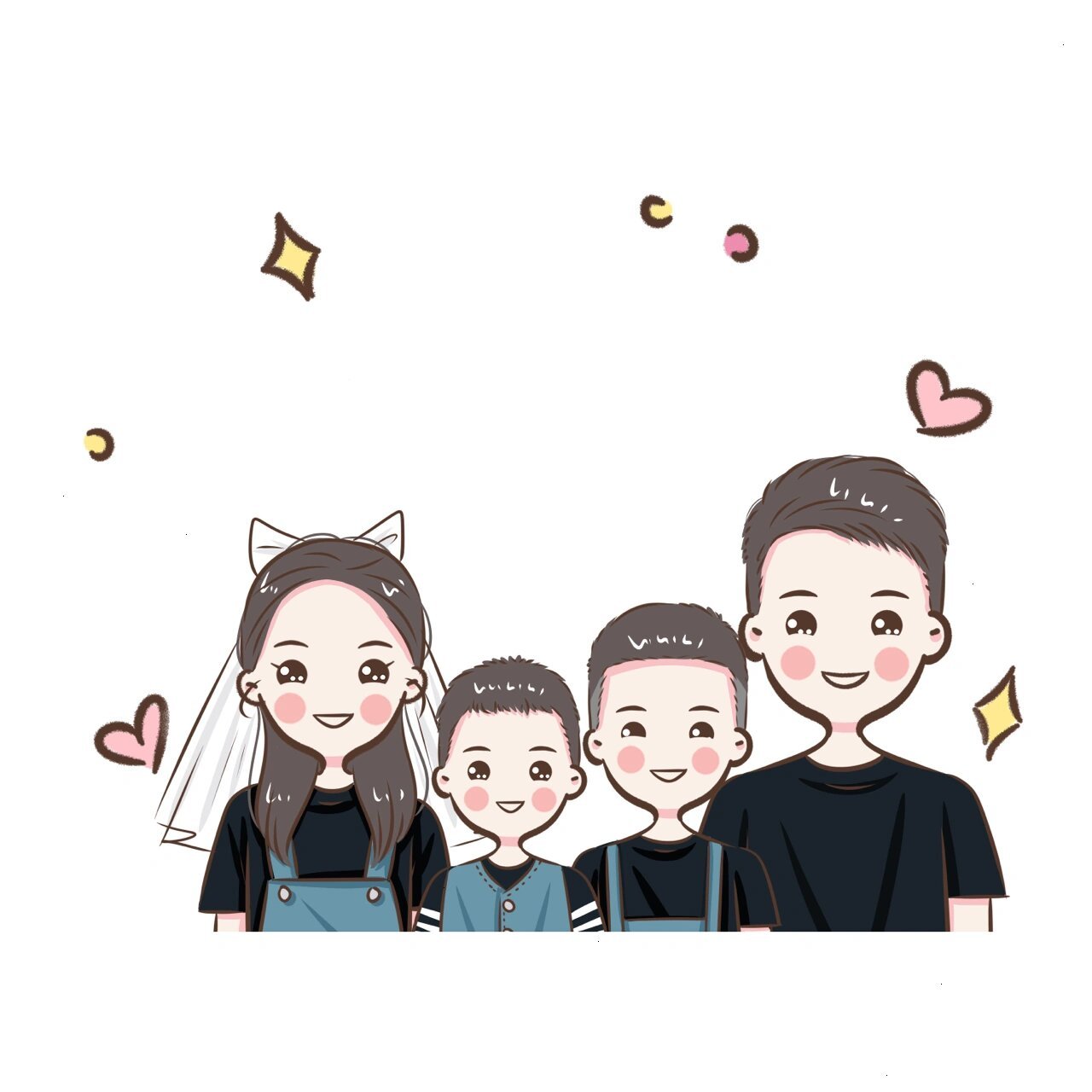 简笔画头像 | 幸福一家全家福 客稿请勿用~需要约稿可以94我哈