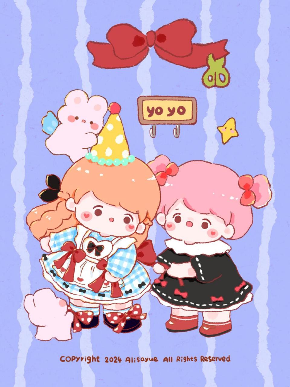 过生日的小女孩,给她装扮的美美的 一直都画豆豆眼,不太习惯画这种 画