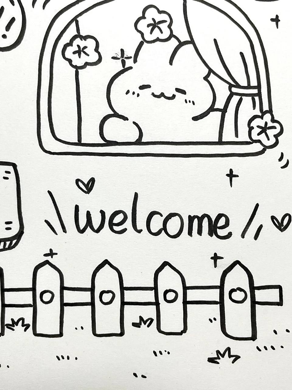 180|超萌小兔子简笔画手帐素材～很难不爱 96有谁会不喜欢这么可爱