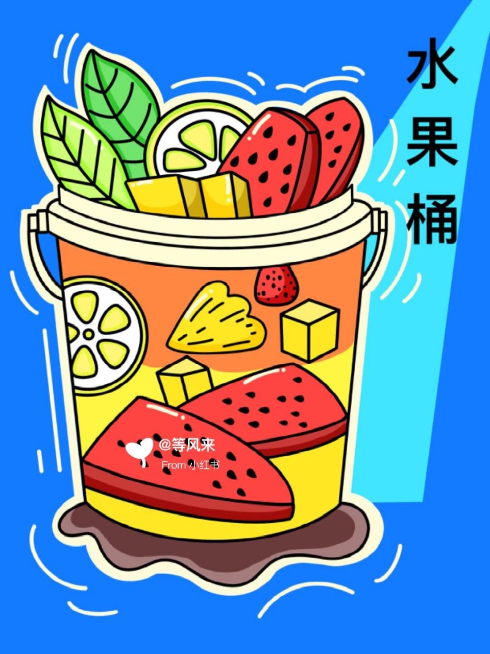 夏日水果 创意画 儿童画 简笔画 9615线稿 #创意美术儿童画