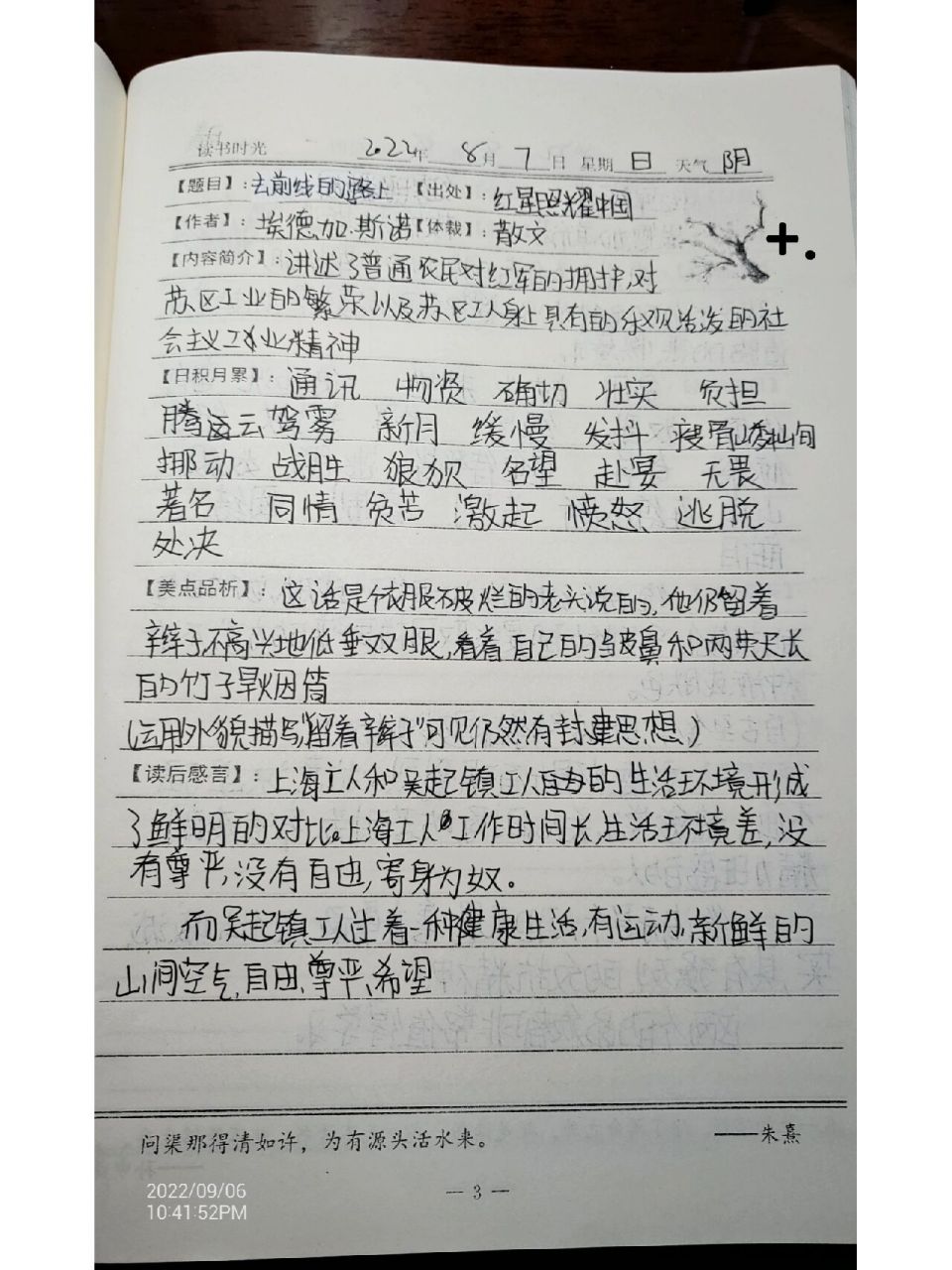 红星照耀中国读书笔记(去前线的路上)