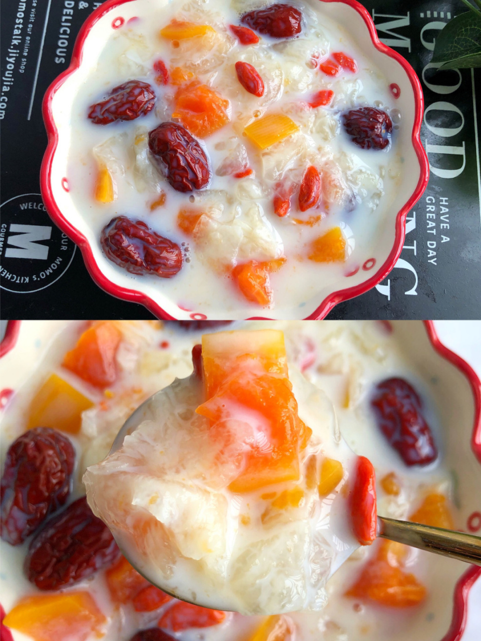 今天在家熬了木瓜牛奶银耳羹,纯天然滋补,胜过敷面膜哦!