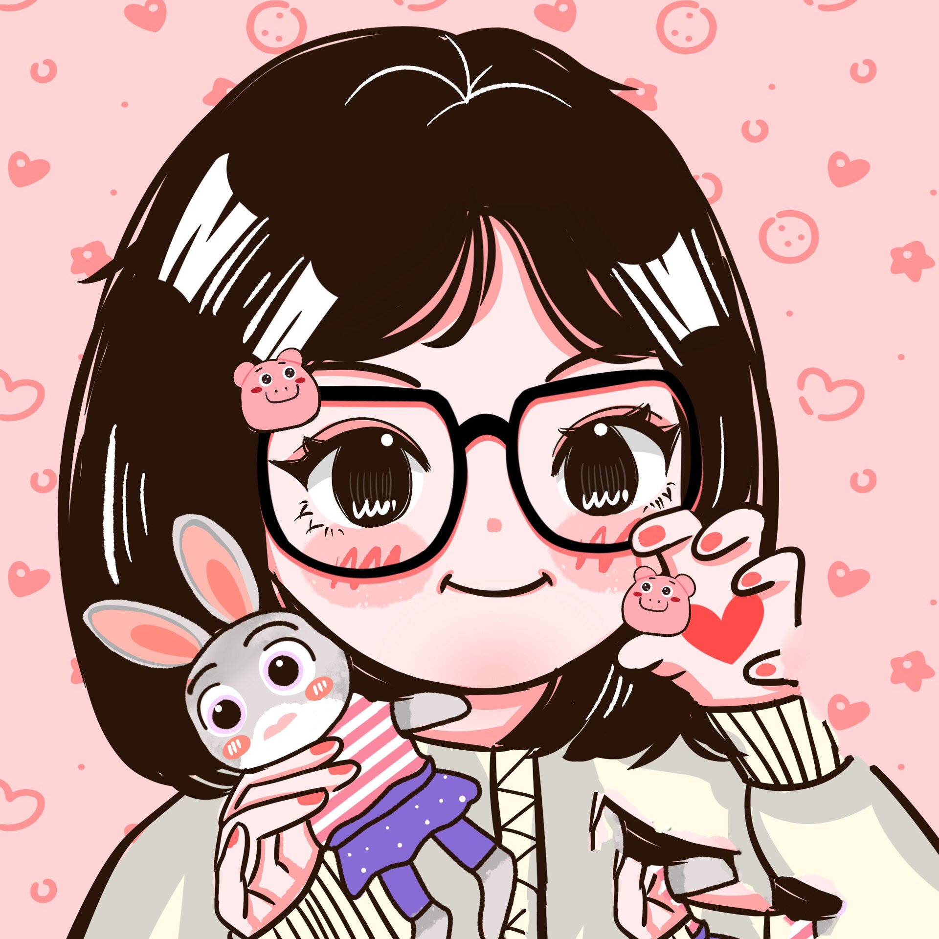 可爱眼镜女孩|凑一组闺蜜头像