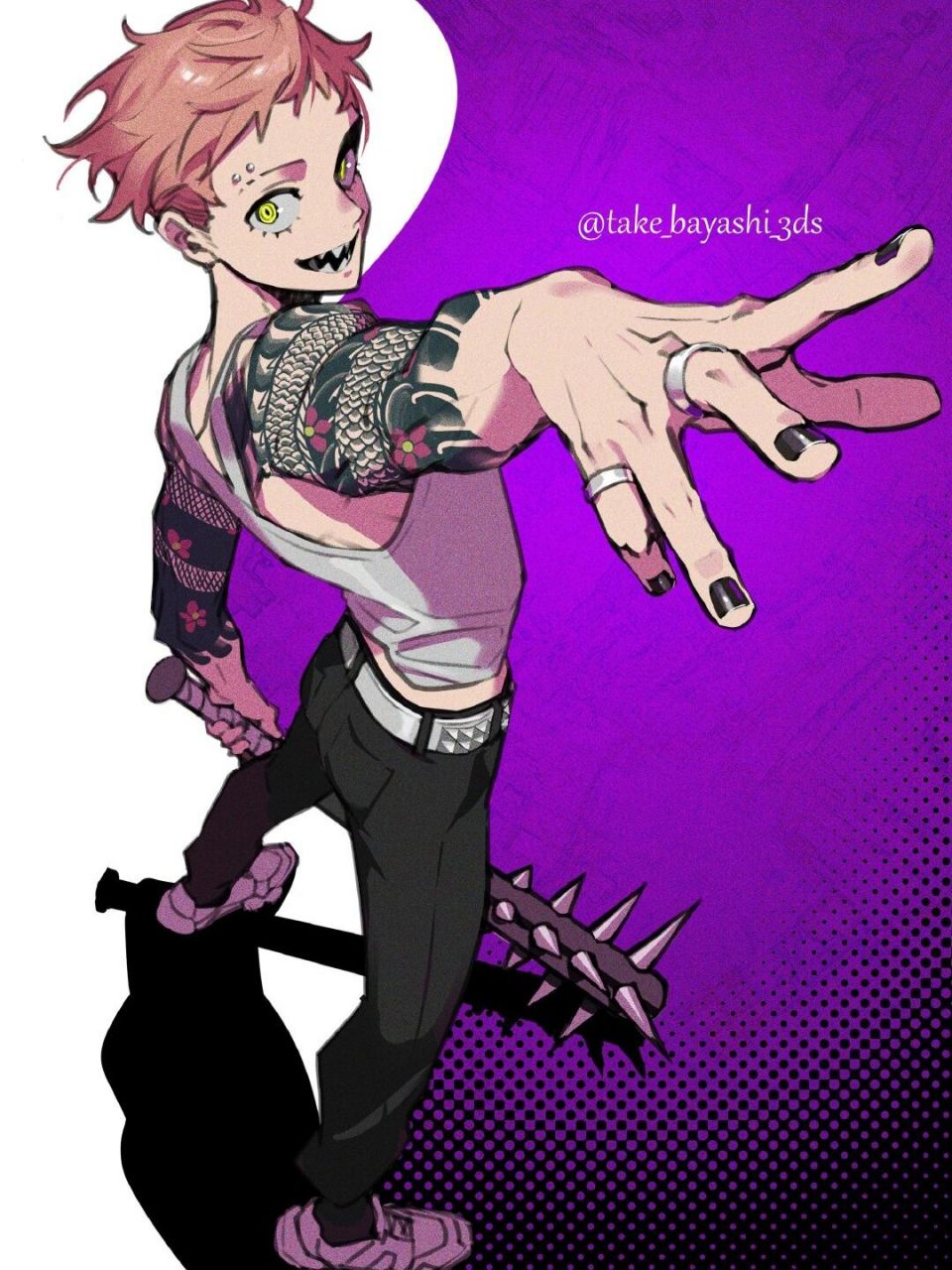 构图和透视超棒的人物插画,动态姿势也强!