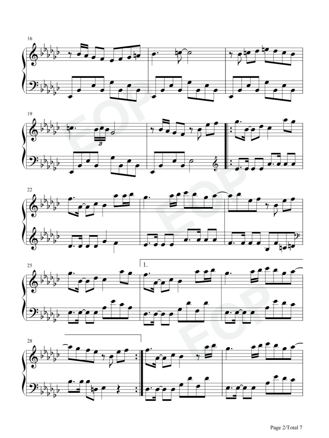 钢琴谱《你的微笑》