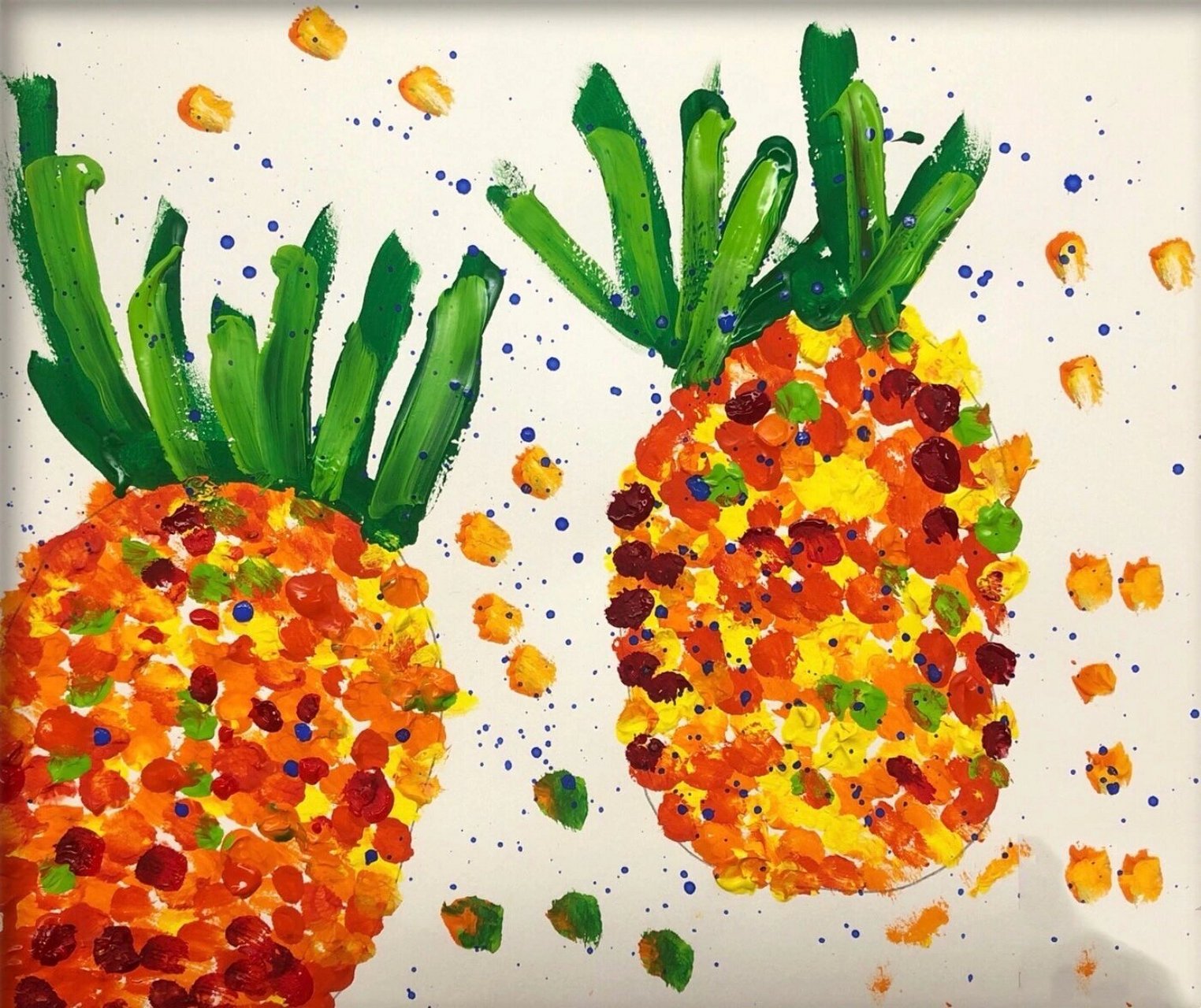 幼儿涂鸦画《菠萝95》幼儿创意画 适合幼儿园小班 幼儿创意画《菠萝