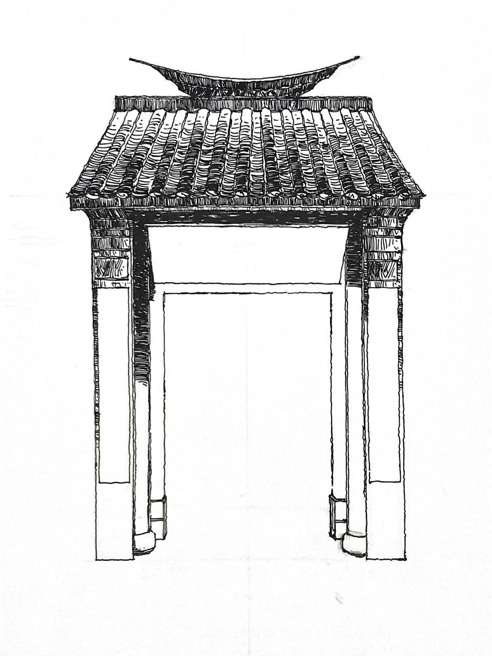 含绘画教程|古建筑钢笔速写|院门 | 08087615