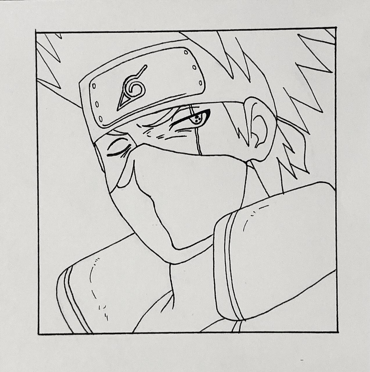 手绘|火影忍者·卡卡西 附线稿过程  旗木卡卡西 ——— 边框:1270