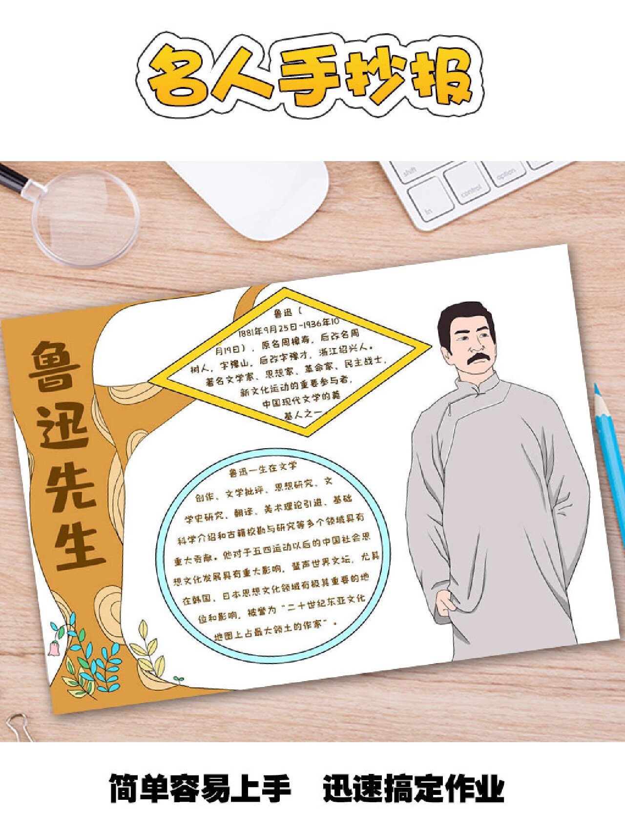 名人主题手抄报:鲁迅先生