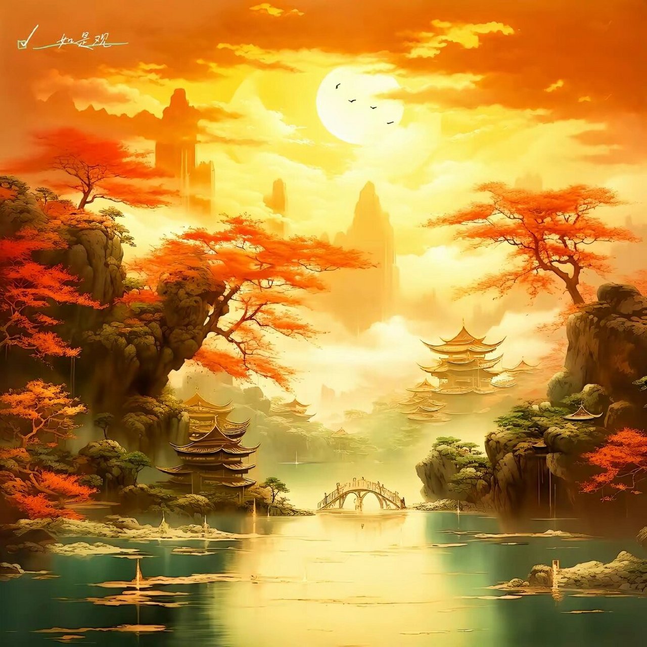 山水头像 千里江山,风景如画,依山傍水,藏风聚气