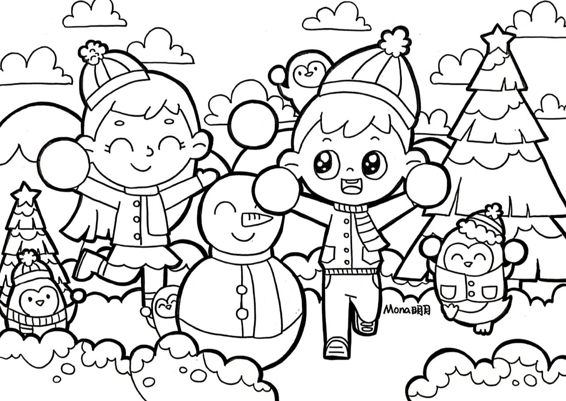 儿童画|打雪仗7815 自从来了南方之后 基本上没怎么下过大雪了