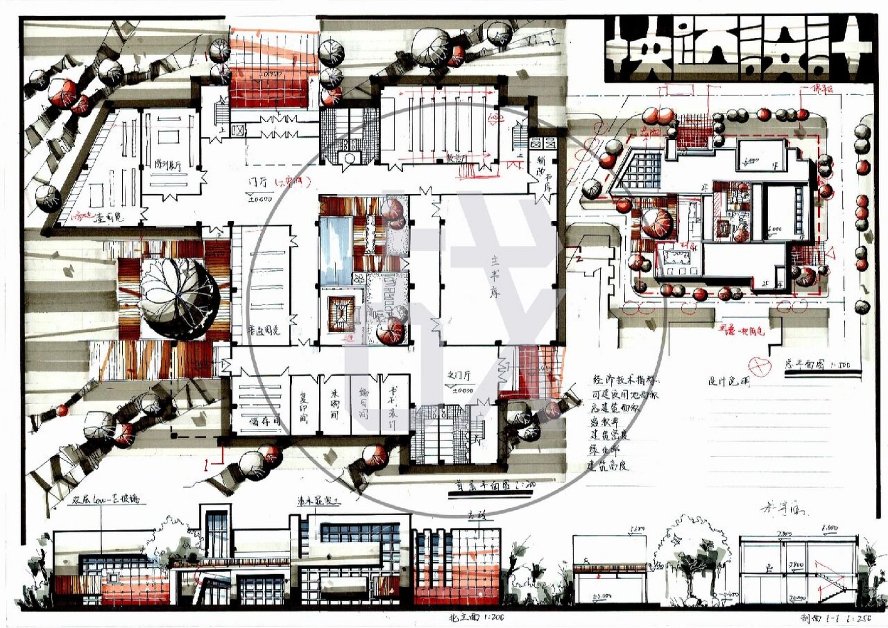 快题点评01‖北方城市社区图书馆设计 1-2    本套图纸整体版式设计