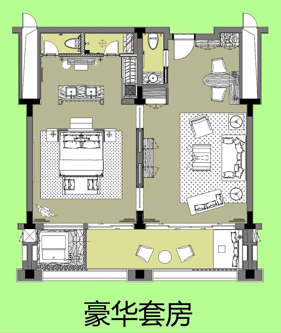 国际著名品牌五星级酒店客房平面设计图 凯宾斯基大酒店客房平面设计