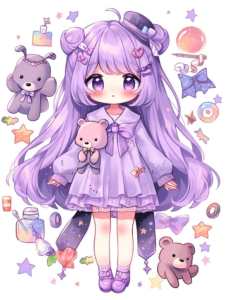 q版紫色萝莉主题 #ai绘画有点东西# #夏日滤镜# #画画的日常# #夏日