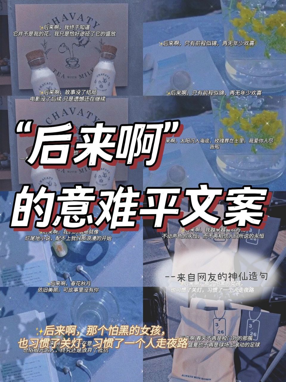 今天给大家分享的是"后来啊"的意难平文案,来自网友的神仙造句.